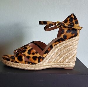 J.Crew Leopard Print Wedge Sandals – Espadrille Platform, Size 7 NWT